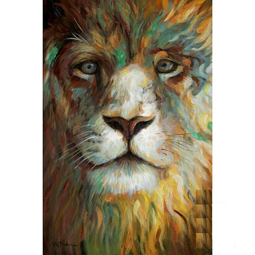 RA0157 24"x36" LION PORTRAIT CANVAS PAINTING PICTURE HOME DECOR HANDMADE WALL ART NEW