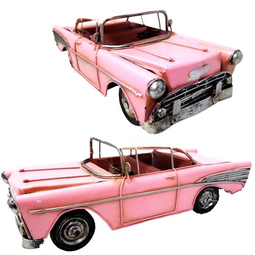RA0209 PINK METAL CAR ART DESKTOP FIGURINES SCULPTURE HAND CRAFT WESTERN HOME BAR DECOR HANDMADE-FREE SHIPPING