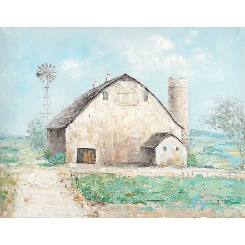 RA0358 28"x36" BARN WINDMILL CANVAS PAINTING PICTURE WESTERN COUNTRY HOME DECOR HANDMADE