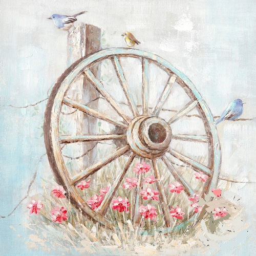 RA0456 32"x32" WAGON WHEEL CANVAS PAINTING PICTURE WESTERN COUNTRY HOME DECOR HANDMADE
