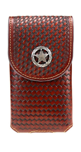 #MW_RLP001 7" LONESTAR BROWN LEATHER POUCH EXTRA LARGE  BELT LOOP HOLSTER CELL PHONE CASE UNIVERSAL OVERSIZE--FREE SHIPPING