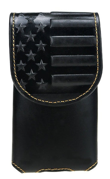 #MW_RLP-013  7" USA FLAG LEATHER POUCH EXTRA LARGE  BELT LOOP HOLSTER CELL PHONE CASE UNIVERSAL OVERSIZE--FREE SHIPPING