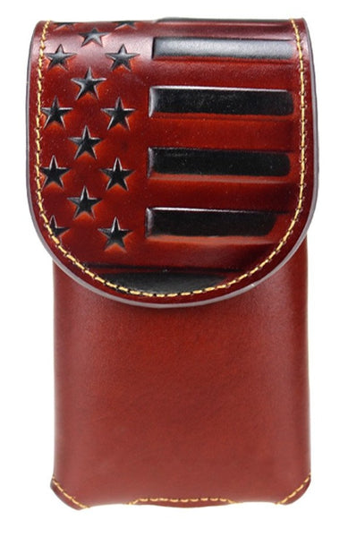 #MW_RLP-013  7" USA FLAG LEATHER POUCH EXTRA LARGE  BELT LOOP HOLSTER CELL PHONE CASE UNIVERSAL OVERSIZE--FREE SHIPPING