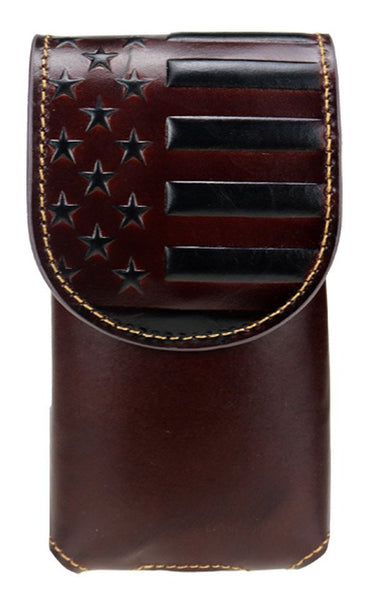 #MW_RLP-013  7" USA FLAG LEATHER POUCH EXTRA LARGE  BELT LOOP HOLSTER CELL PHONE CASE UNIVERSAL OVERSIZE--FREE SHIPPING