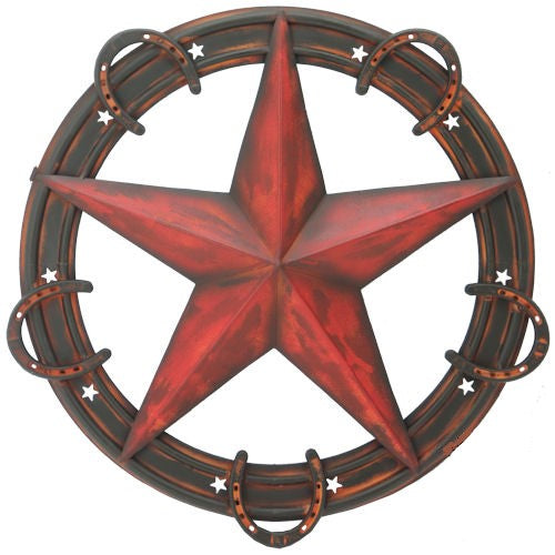 #RT5047 RED CARVED CUT STAR 26" BARN METAL WESTERN HOME DECOR HANDMADE NEW