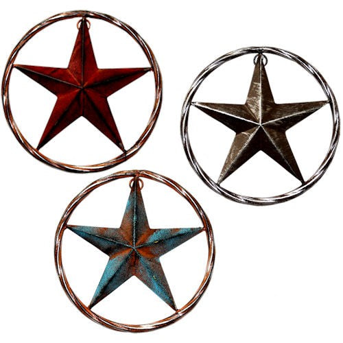 #RT5228 8" RED GREY TURQ METAL BARN LONE STAR WESTERN HOME DECOR HANDMADE BRAND NEW