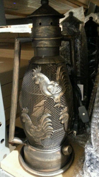 ROOSTER CHICKEN METAL RUSTY ART LAMP LIGHTING WESTERN HOME WALL COUNTRY LANTERN #EH12732