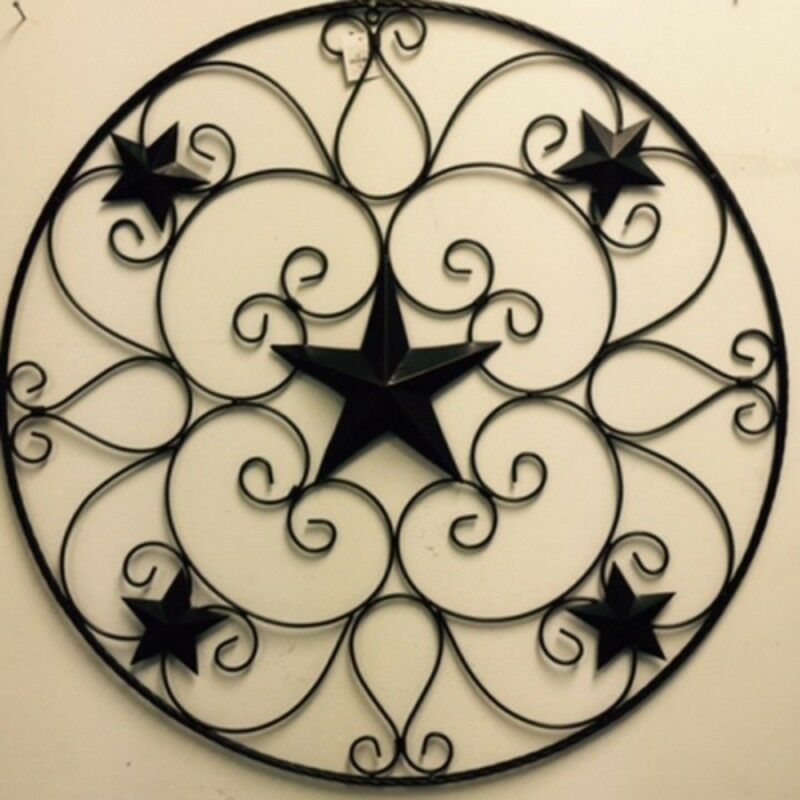 #SI_F142021 SCROLL MEDALLION STAR 32" METAL WALL DECOR SIGN WESTERN HOME DECOR RUSTIC BRONZE