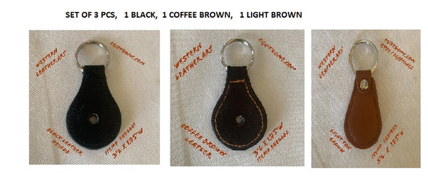 #EH80007 BLACK LEATHER KEYFOB KEYCHAIN WESTERN FASHION ART NEW--FREE SHIPPING