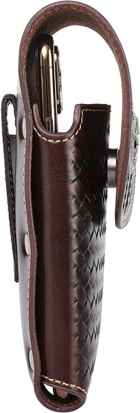 #MW_RLP001 7" LONESTAR COFFEE BROWN LEATHER POUCH EXTRA LARGE  BELT LOOP HOLSTER CELL PHONE CASE UNIVERSAL OVERSIZE--FREE SHIPPING