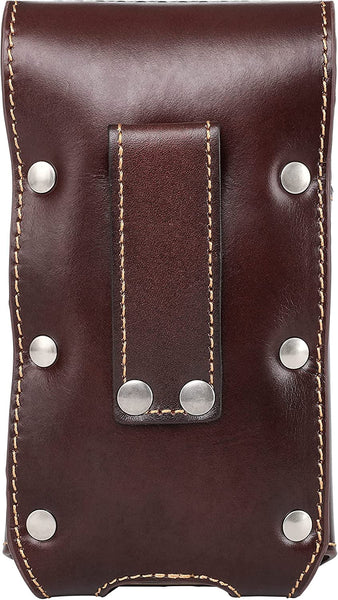 #MW_RLP001 7" LONESTAR COFFEE BROWN LEATHER POUCH EXTRA LARGE  BELT LOOP HOLSTER CELL PHONE CASE UNIVERSAL OVERSIZE--FREE SHIPPING