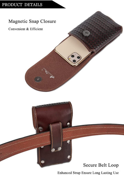 #MW_RLP001 7" LONESTAR COFFEE BROWN LEATHER POUCH EXTRA LARGE  BELT LOOP HOLSTER CELL PHONE CASE UNIVERSAL OVERSIZE--FREE SHIPPING