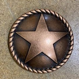 #SI_STAR 1.3" STAR CONCHO METAL COPPER RUSTIC FINISH ROPE RING ART WESTERN HOME DECOR HANDMADE NEW--FREE SHIPPING