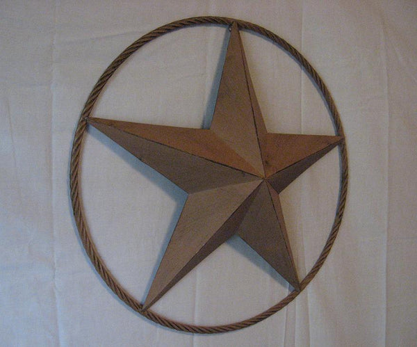LONE STAR 48" METAL BARN STAR TWISTED ROPE RING RUSTIC BRONZE WESTERN HOME DECOR HANDMADE-#EH10014