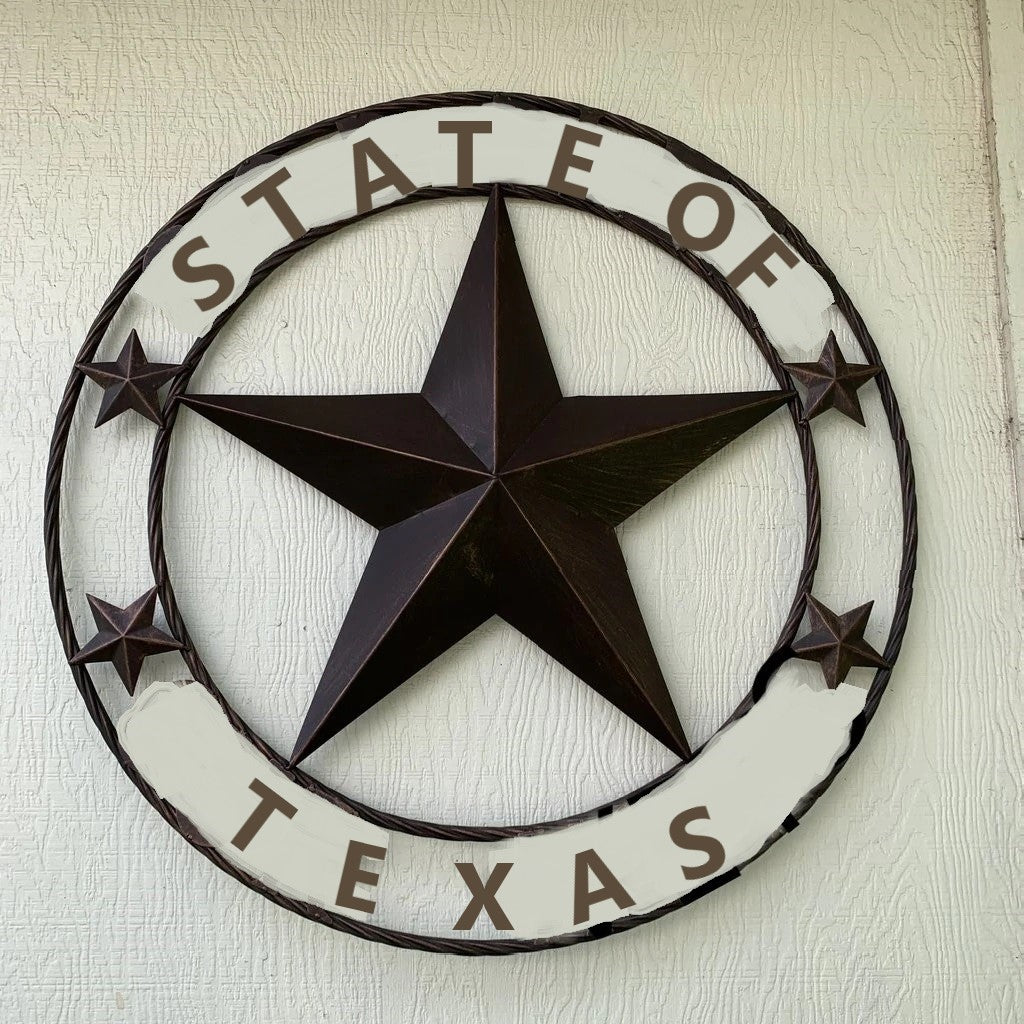 STATE OF TEXAS 3d BARN STAR CUSTOM METAL VINTAGE CRAFT WESTERN HOME DECOR RUSTIC BRONZE