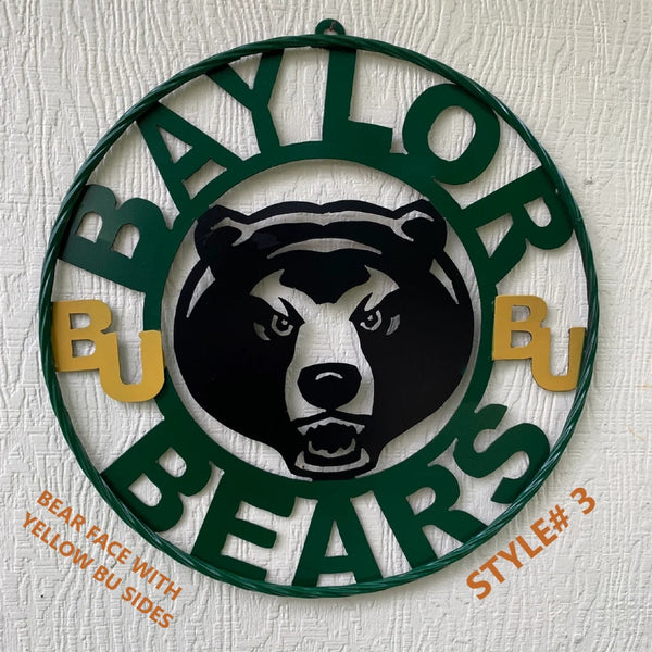 12", 18", 24", 32" BAYLOR BEARS CUSTOM METAL VINTAGE TEAM SIGN WALL ART WESTERN HOME DECOR