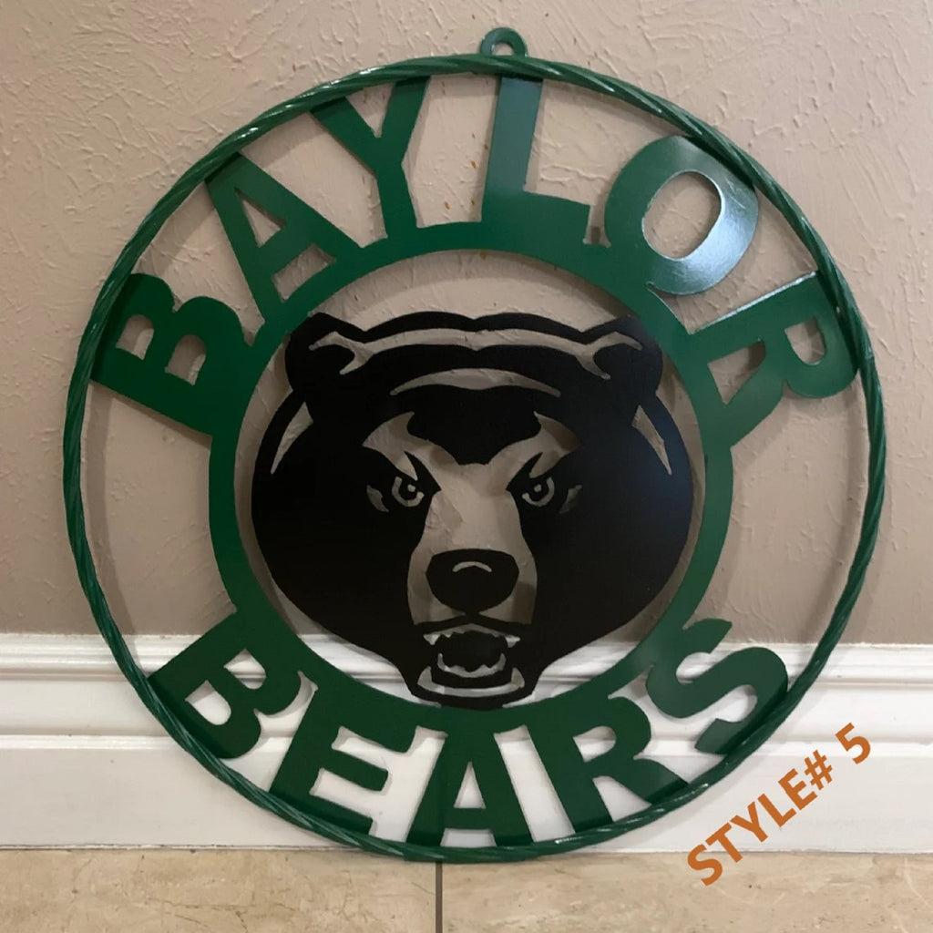 12", 18", 24", 32" BAYLOR BEARS BLACK FACE CUSTOM METAL VINTAGE TEAM SIGN WALL ART WESTERN HOME DECOR