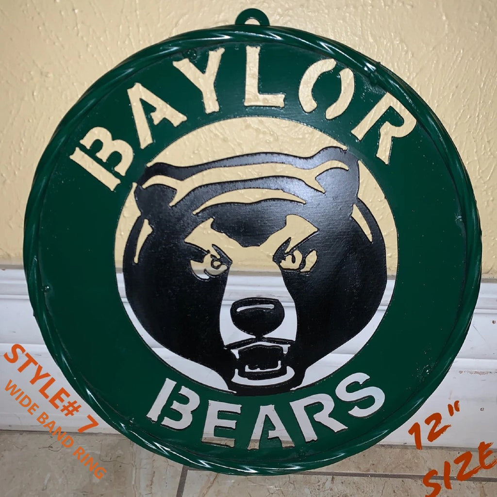 12",18",24",32" BAYLOR BEARS WIDE BAND RING CUSTOM METAL VINTAGE CRAFT SIGN WESTERN HOME DECOR HANDMADE