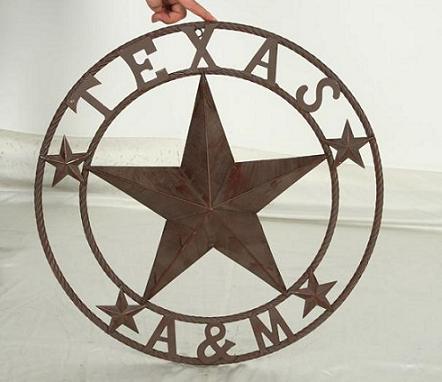 TEXAS A&M BARN LONE STAR METAL CUSTOM VINTAGE CRAFT TEAM RUSTIC BROWN STAR WESTERN HOME DECOR HANDMADE SIZE:24",32",36",40",42",44",46",50"