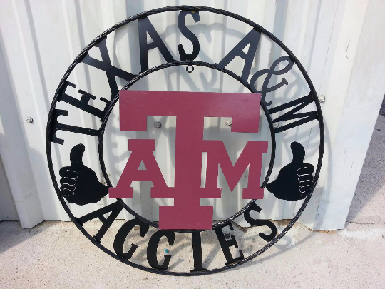 GIGEM AGGIES METAL CUSTOM VINTAGE CRAFT TEAM SIGN HANDMADE
