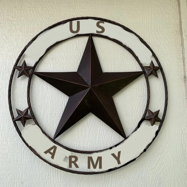 USA ARMY BARN 3d STAR CUSTOM NAME STAR VINTAGE METAL CRAFT ART WESTERN HOME DECOR RUSTIC BROWN SIZE:24",32",36",40",42",44",46",50"