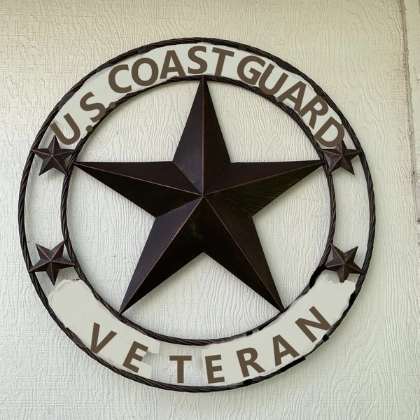 U.S. COAST GUARD VETERAN BARN 3d STAR CUSTOM NAME STAR VINTAGE METAL CRAFT ART WESTERN HOME DECOR RUSTIC BRONZE