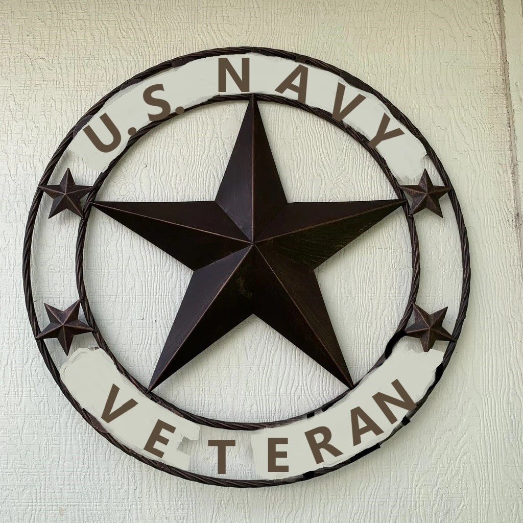 24",32"36" US NAVY VETERAN BARN 3d STAR CUSTOM NAME STAR WESTRN HOME DECOR HANDMADE #EH10496