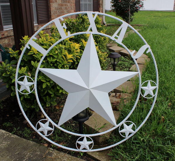 24", 32", 36", 50" RUSTIC WHITE TEXAS BARN STAR METAL LONE STAR WESTERN HOME DECOR HANDMADE NEW