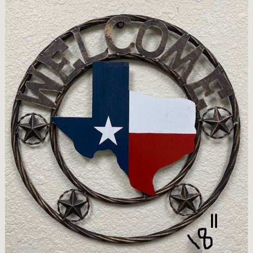 #SI_XL2130 WELCOME STATE OF TEXAS MAP 12",18",24" CUSTOM METAL SIGN WESTERN HOME DECOR HANDMADE NEW