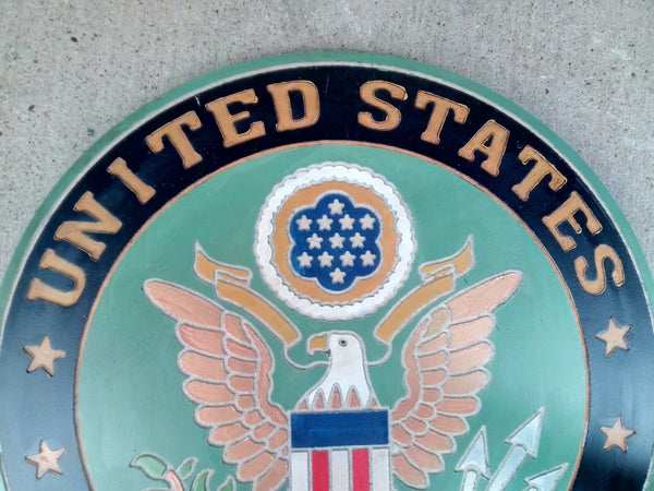 21" UNITED STATES ARMY MILITARY HAND CARVED WOOD PLAQUE ART CRAFT WESTERN HOME DECOR RUSTIC HANDMADE ART NEW