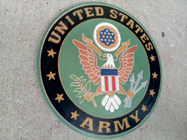 21" UNITED STATES ARMY MILITARY HAND CARVED WOOD PLAQUE ART CRAFT WESTERN HOME DECOR RUSTIC HANDMADE ART NEW