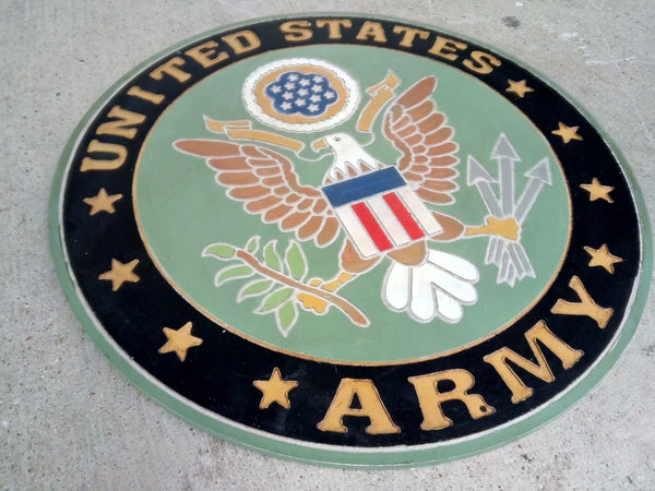 21" UNITED STATES ARMY MILITARY HAND CARVED WOOD PLAQUE ART CRAFT WESTERN HOME DECOR RUSTIC HANDMADE ART NEW