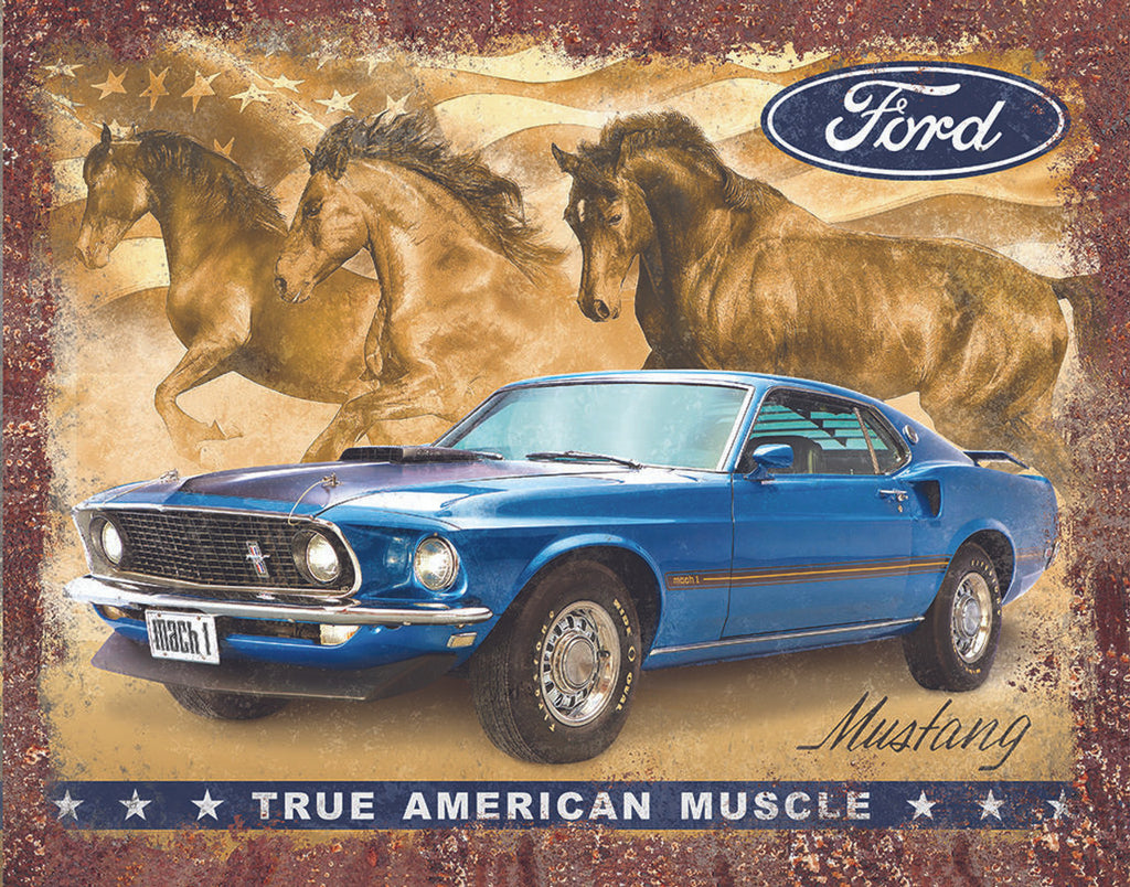 ITEM#2470 FORD MUSTANG TRUE AMERICAN MUSCLE AUTOMOTIVE TIN SIGN METAL ART WESTERN HOME DECOR WALL SIGN ART