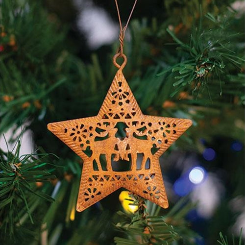 ITEM#CH_G34051 RUSTY STAR CHRISTMAS ORNAMENTS WESTERN HOME DECOR BRAND NEW--FREE SHIPPING