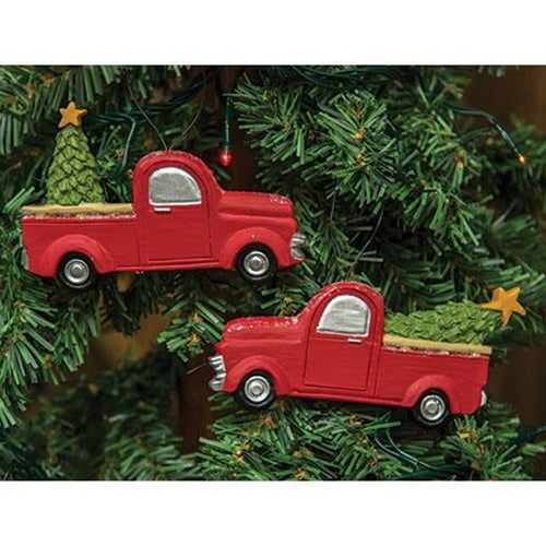 CH_G52007 2PCS SETS CHRISTMAS TRUCK RESIN ORNAMENTS WESTERN HOME DECOR NEW--FREE SHIPPING