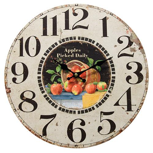 ITEM# CH_G75007 13" APPLES PICKED DAILY WALL CLOCK FARMHOUSE WALL ART WOOD WESTERN HOME DECOR NEW