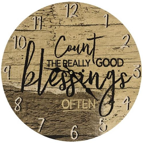 ITEM# CH_G75009 13" COUNT THE BLESSINGS WALL CLOCK FARMHOUSE WOODEN WALL ART WESTERN HOME DECOR NEW