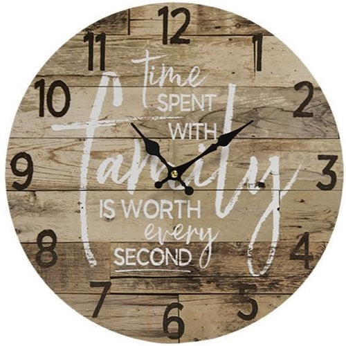 ITEM# CH_G75011 13" TIME WITH FAMILY WALL CLOCK FARMHOUSE WOODEN WALL ART WESTERN HOME DECOR NEW