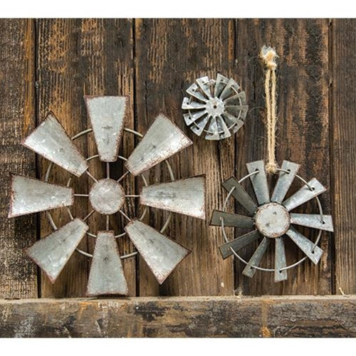 4" WINDMILL ORNAMENT FARMHOUSE METAL ART WESTERN HOME DECOR #EH12169 --FREE SHIPPING