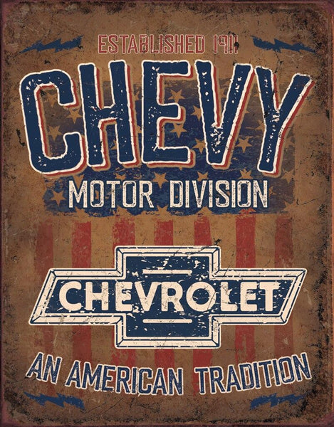 ITEM#2204 CHEVY AMERICAN TRADITION AUTOMOTIVE TIN SIGN METAL ART WESTERN HOME DECOR WALL SIGN ART