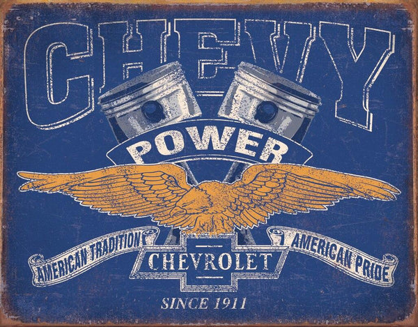 ITEM#2199 CHEVY POWER RESTRICTED AUTOMOTIVE TIN SIGN METAL ART WESTERN HOME DECOR WALL SIGN ART