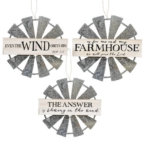 CH_G34370 3PCS ASSORTED FARMHOUSE WINDMILL HANGING WALL SIGN METAL ART WESTERN HOME DECOR--FREE SHIPPING