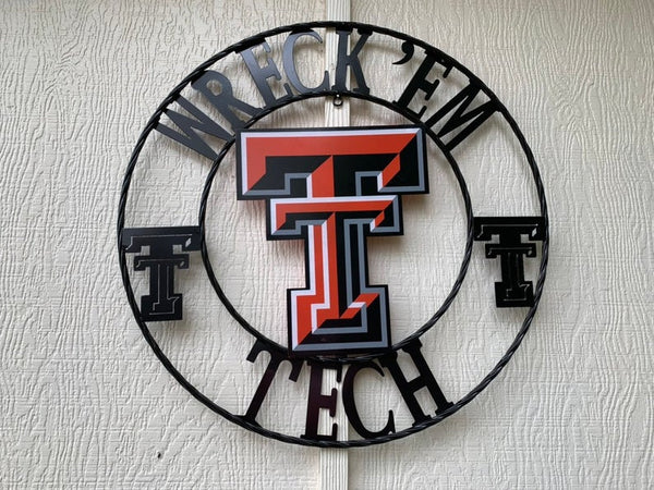 12", 18", 24", 32" WRECKEM TEXAS TECH CUSTOM VINTAGE CRAFT METAL TEAM SIGN