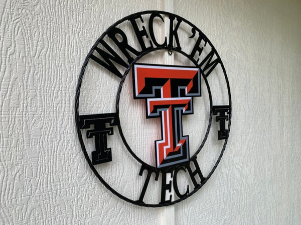 12", 18", 24", 32" WRECKEM TEXAS TECH CUSTOM VINTAGE CRAFT METAL TEAM SIGN