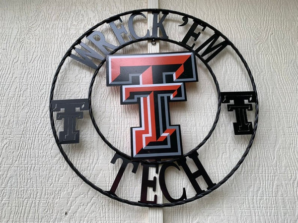 12", 18", 24", 32" WRECKEM TEXAS TECH CUSTOM VINTAGE CRAFT METAL TEAM SIGN