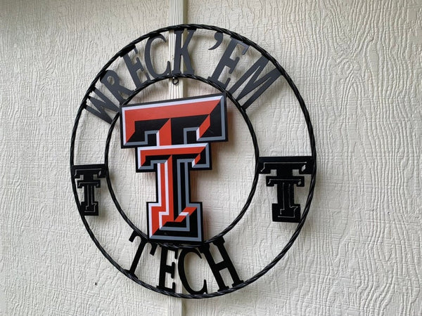 12", 18", 24", 32" WRECKEM TEXAS TECH CUSTOM VINTAGE CRAFT METAL TEAM SIGN