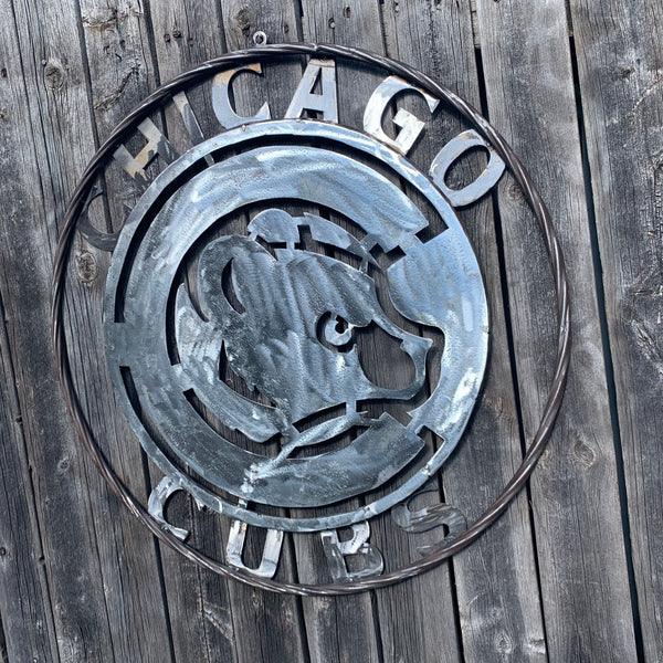 12", 18", 24", 32" CHICAGO CUBS CUSTOM RAW METAL VINTAGE CRAFT TEAM SPORTS SIGN HANDMADE