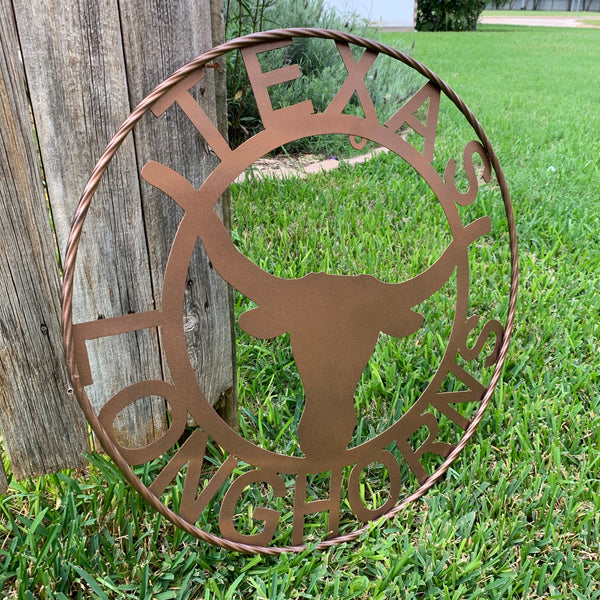 40",44",50" TEXAS LONGHORNS CUSTOM METAL VINTAGE CRAFT SIGN TEAM ART WESTERN HOJME DECOR RUSTIC BRONZE