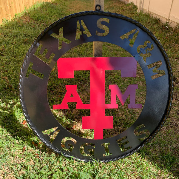 24" TEXAS A&M WIDE BAND RING CUSTOM METAL VINTAGE CRAFT SIGN TEAM HANDMADE