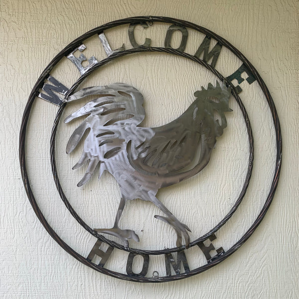 YOUR CUSTOM NAME ROOSTER LASERCUT RAW METAL ART WITH RING DESIGN WESTERN METAL ANIMAL ART HOME WALL DECOR BRAND NEW